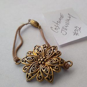 Simulated brass Floral designed strap rope costume bangle bracelet handmade